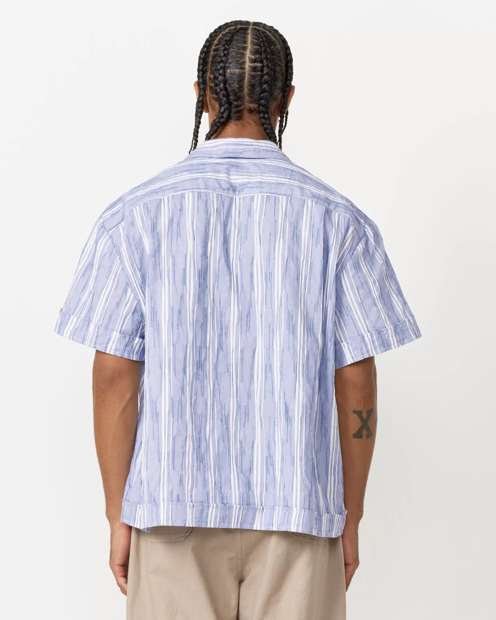 Bongo Shirt Wrinkle Stripe in Blue