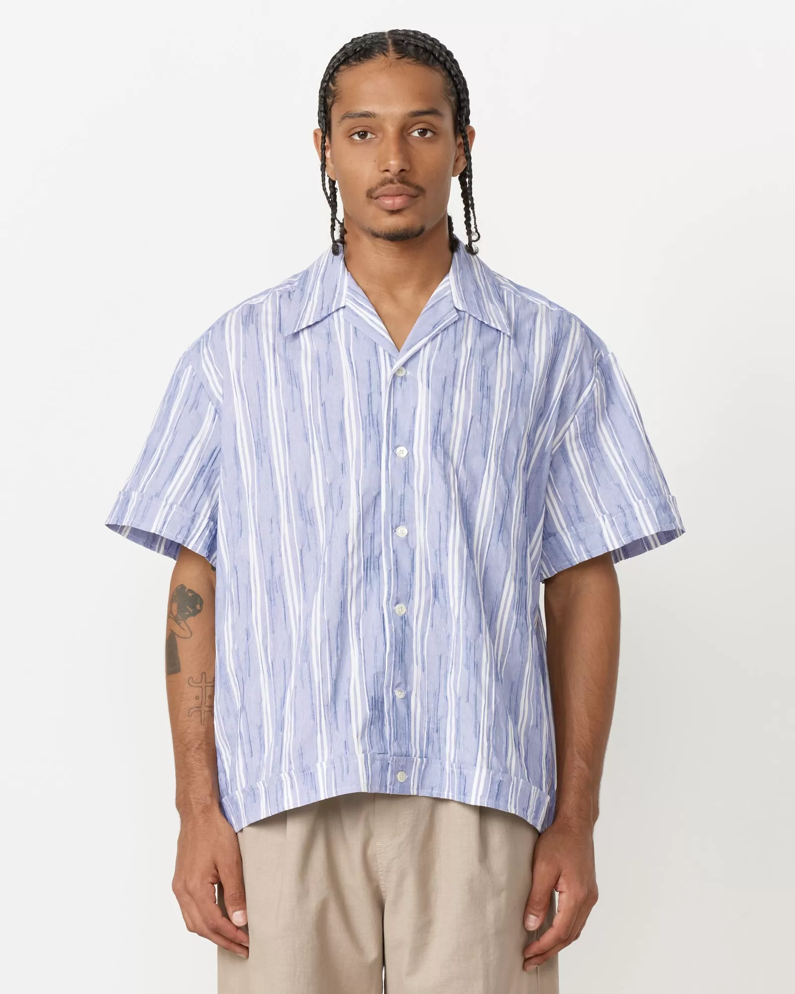 Bongo Shirt Wrinkle Stripe in Blue