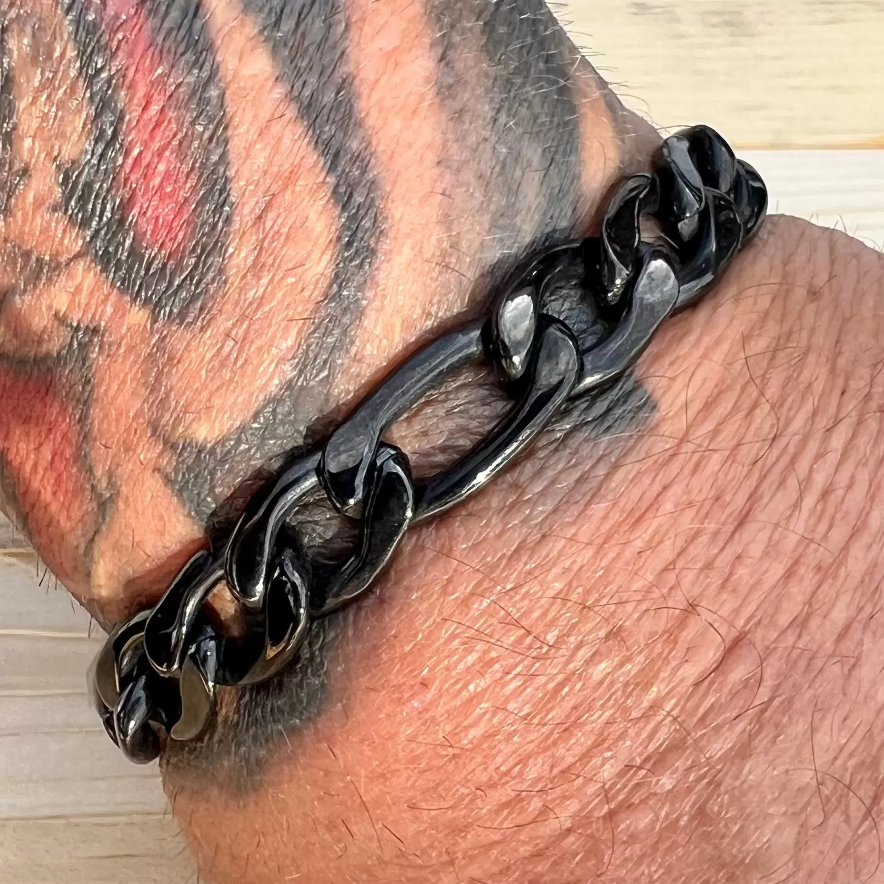 Bracelet - Figaro - Custom - Black - 1/4 Wide - FB03