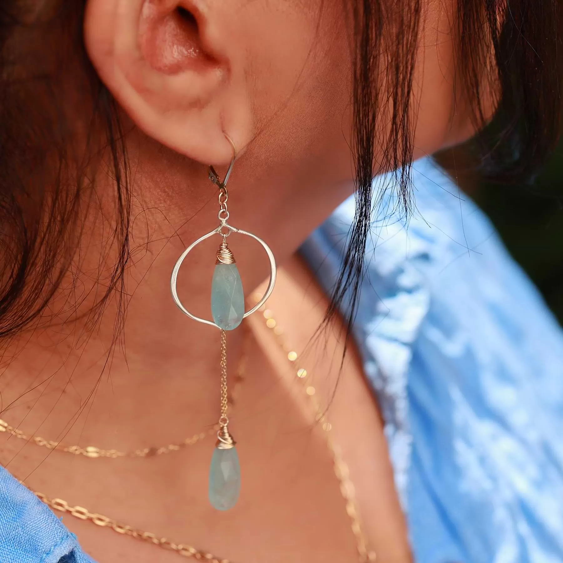 Breeze - Aquamarine Drop Earrings