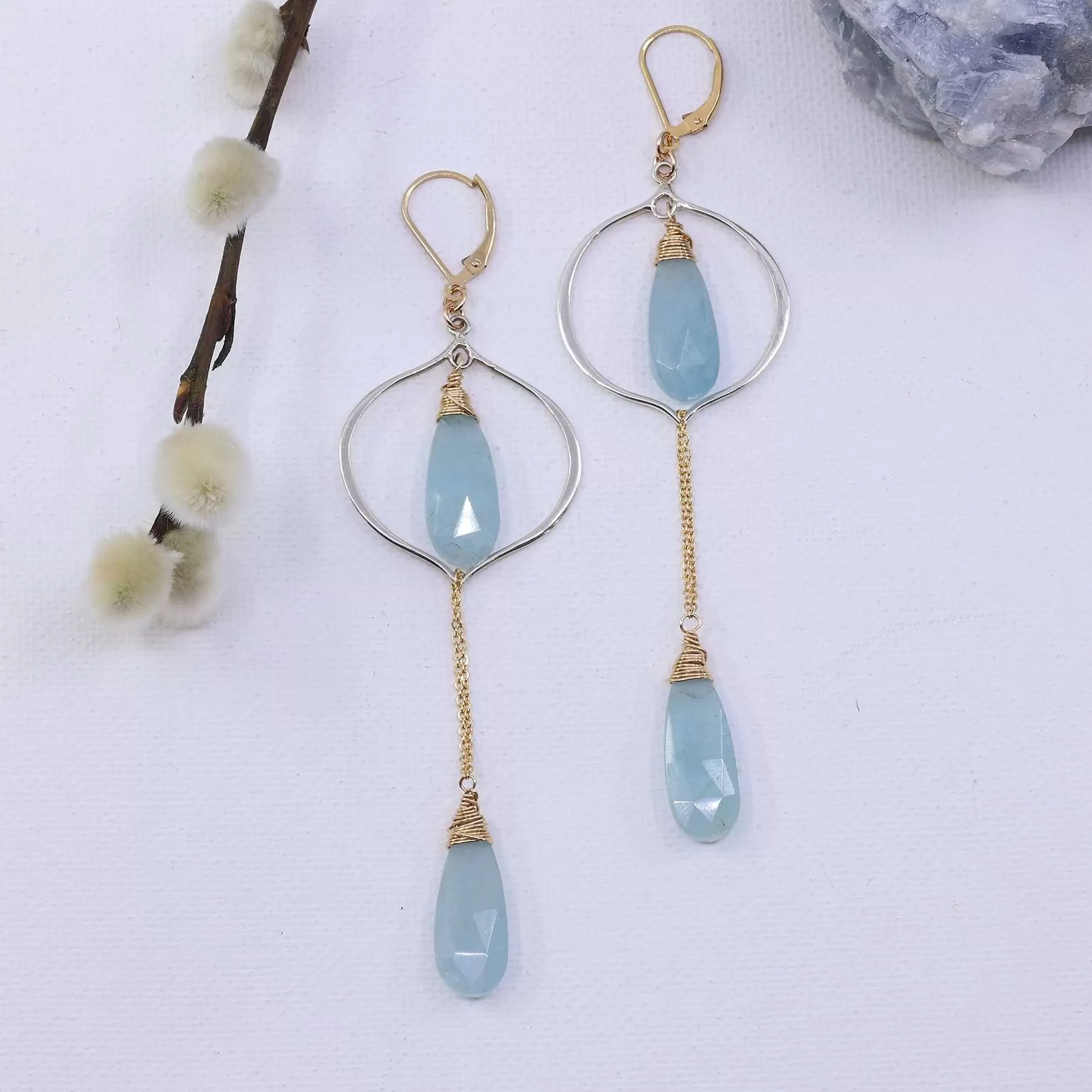 Breeze - Aquamarine Drop Earrings