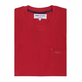 Bright Red Round Neck Cotton T Shirt