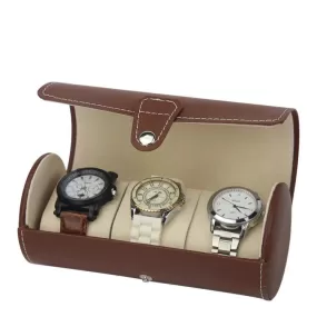 Brown Leather Watch and Jewelry Travel Case