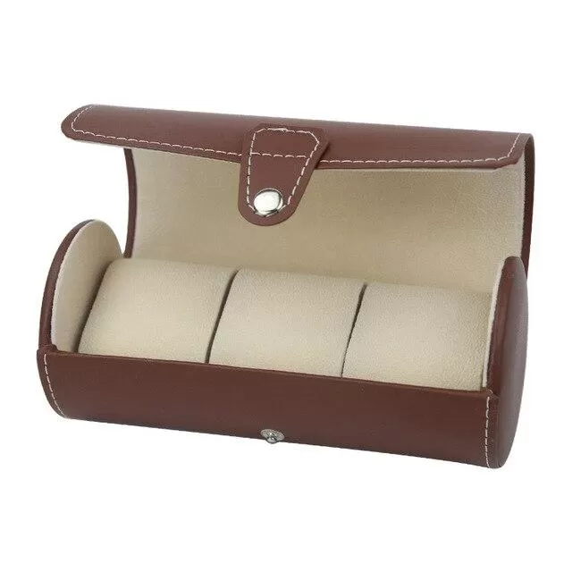 Brown Leather Watch and Jewelry Travel Case