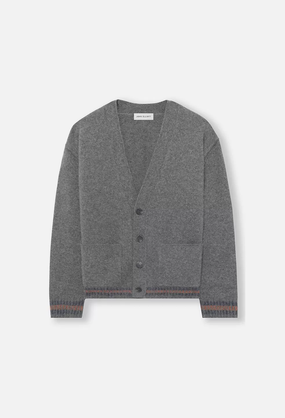 Brushed Wool Varsity Cardigan / Grey