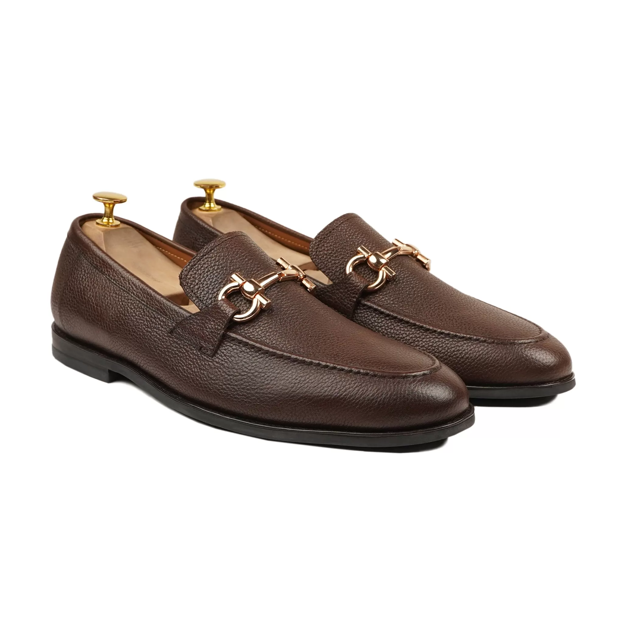 Bucharest - Men's Dark Brown Pebble Grain Leather Loafer