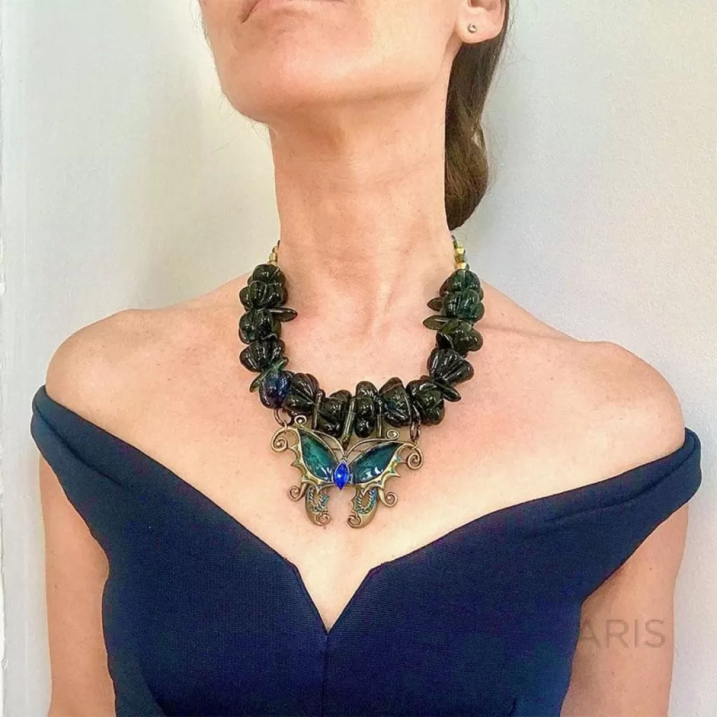 BUTTERFLY BLUES OOAK STATEMENT NECKLACE