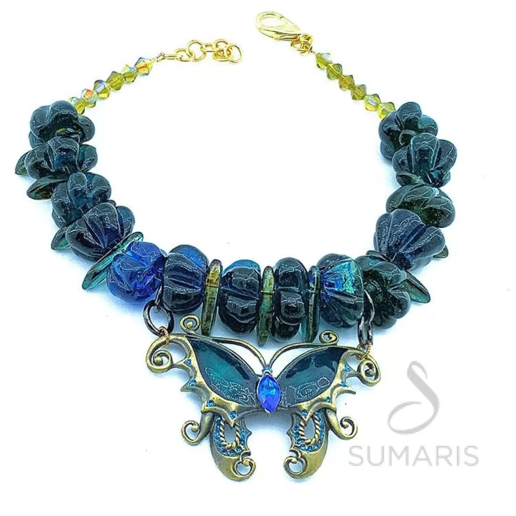 BUTTERFLY BLUES OOAK STATEMENT NECKLACE