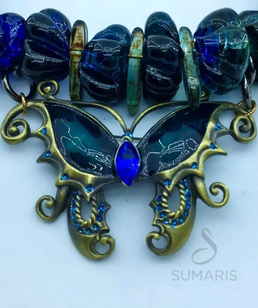 BUTTERFLY BLUES OOAK STATEMENT NECKLACE