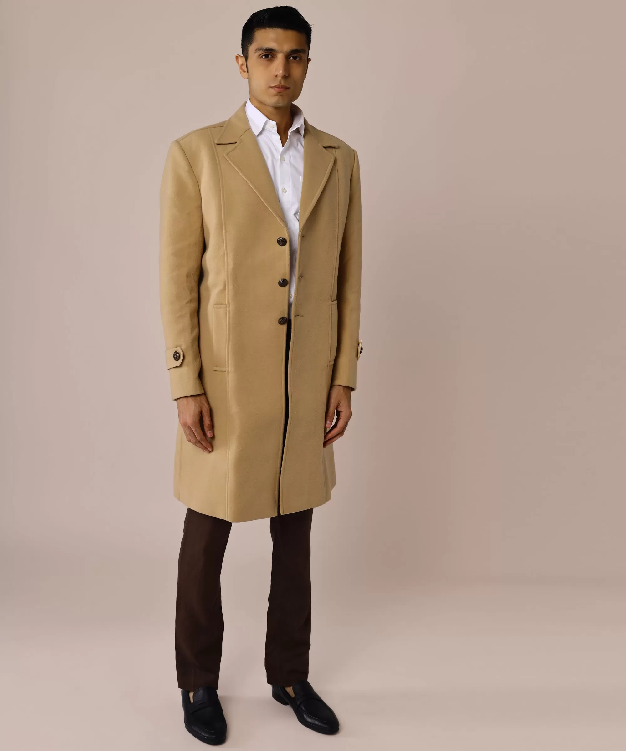 Camel Balmacaan Coat