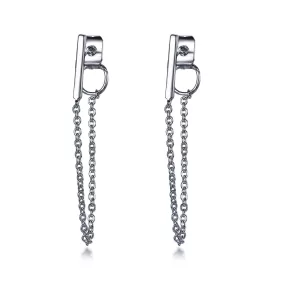 Chain Ball Hoop Earrings with Charm