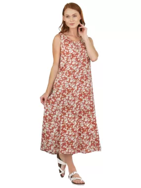 Cinnamon Floral A-line Rayon Dress