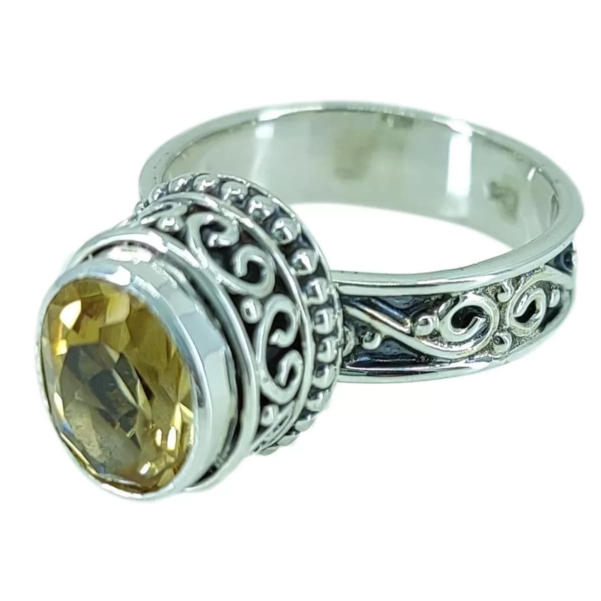 Citrine Silver Ring 925 Solid Sterling Silver Handmade Jewelry, Gift for Her