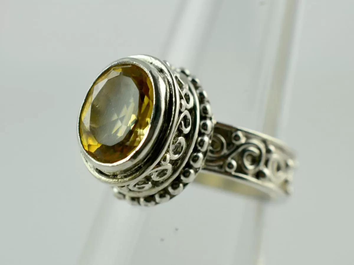 Citrine Silver Ring 925 Solid Sterling Silver Handmade Jewelry, Gift for Her