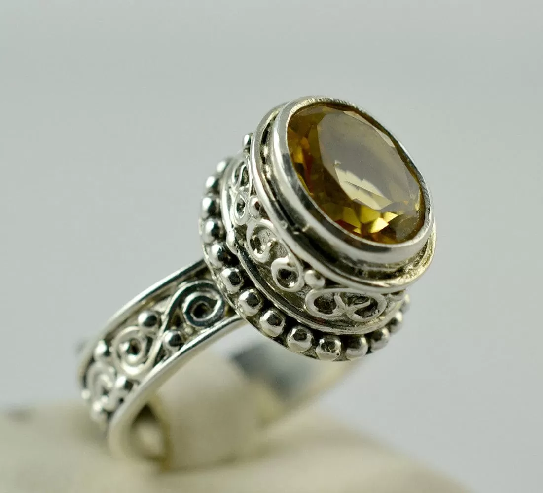 Citrine Silver Ring 925 Solid Sterling Silver Handmade Jewelry, Gift for Her