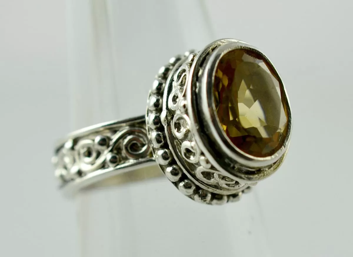 Citrine Silver Ring 925 Solid Sterling Silver Handmade Jewelry, Gift for Her