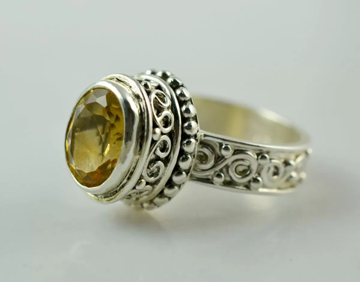 Citrine Silver Ring 925 Solid Sterling Silver Handmade Jewelry, Gift for Her