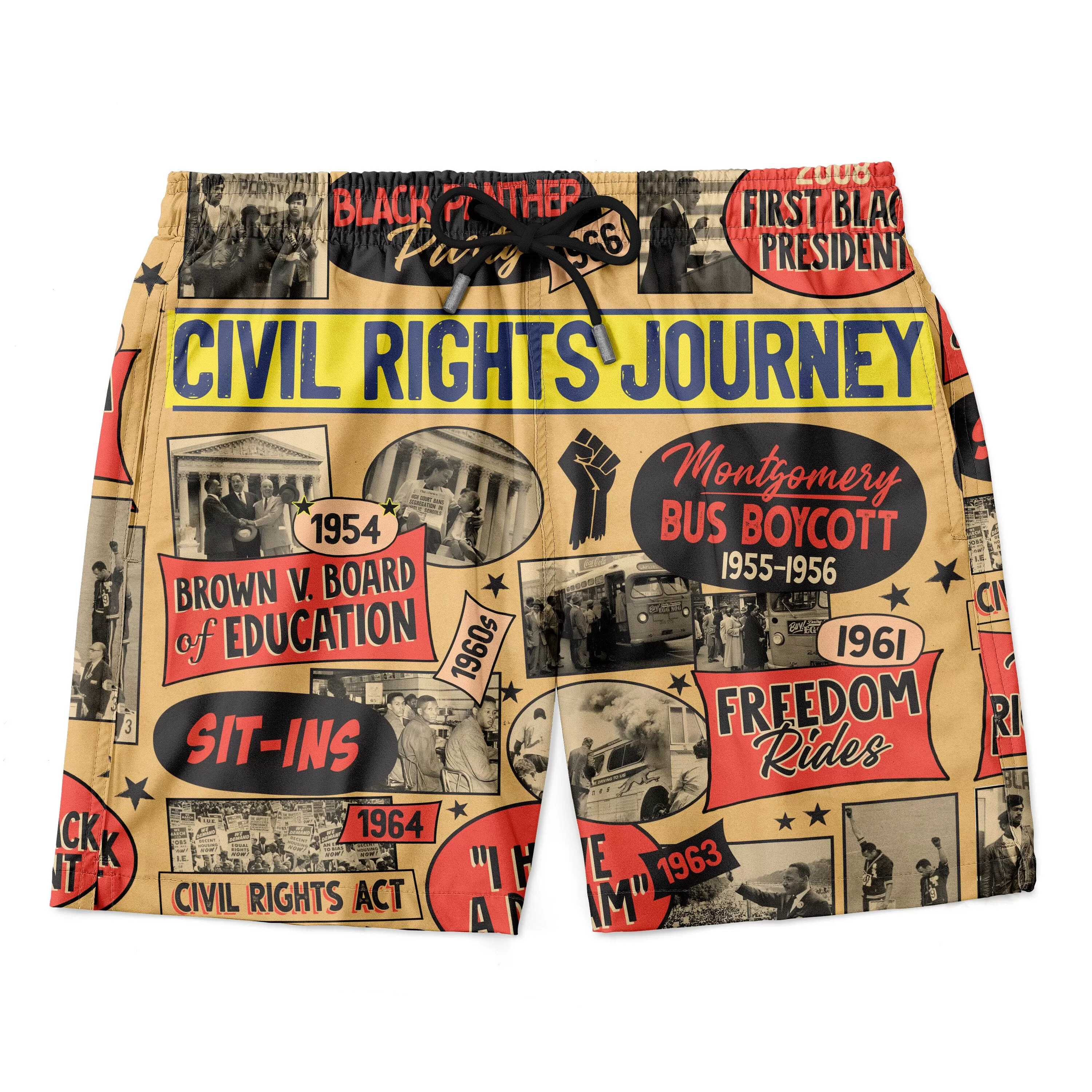 Civil Rights Events in 50s Style Hawaiian Shirt and Shorts Set