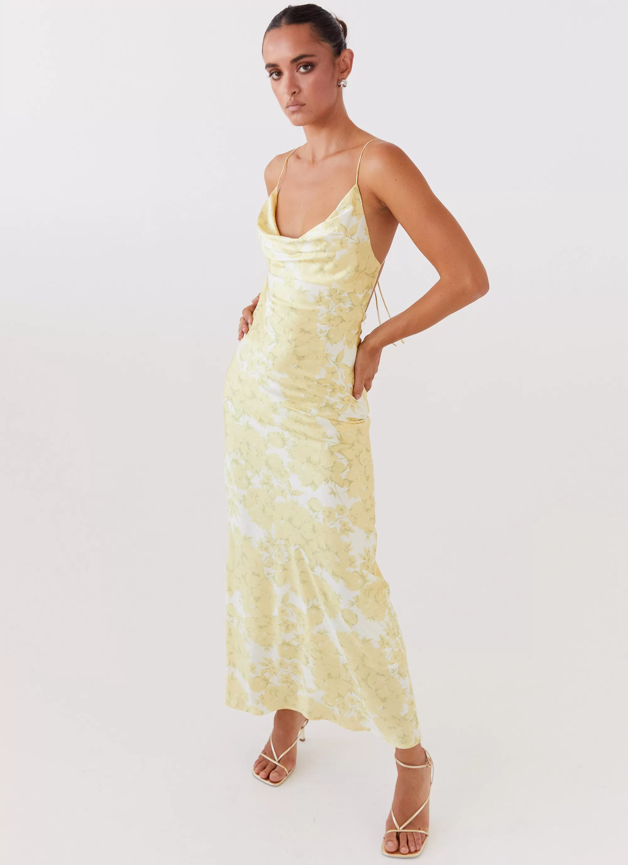 Coastal Escape Satin Maxi Dress - Daffodil