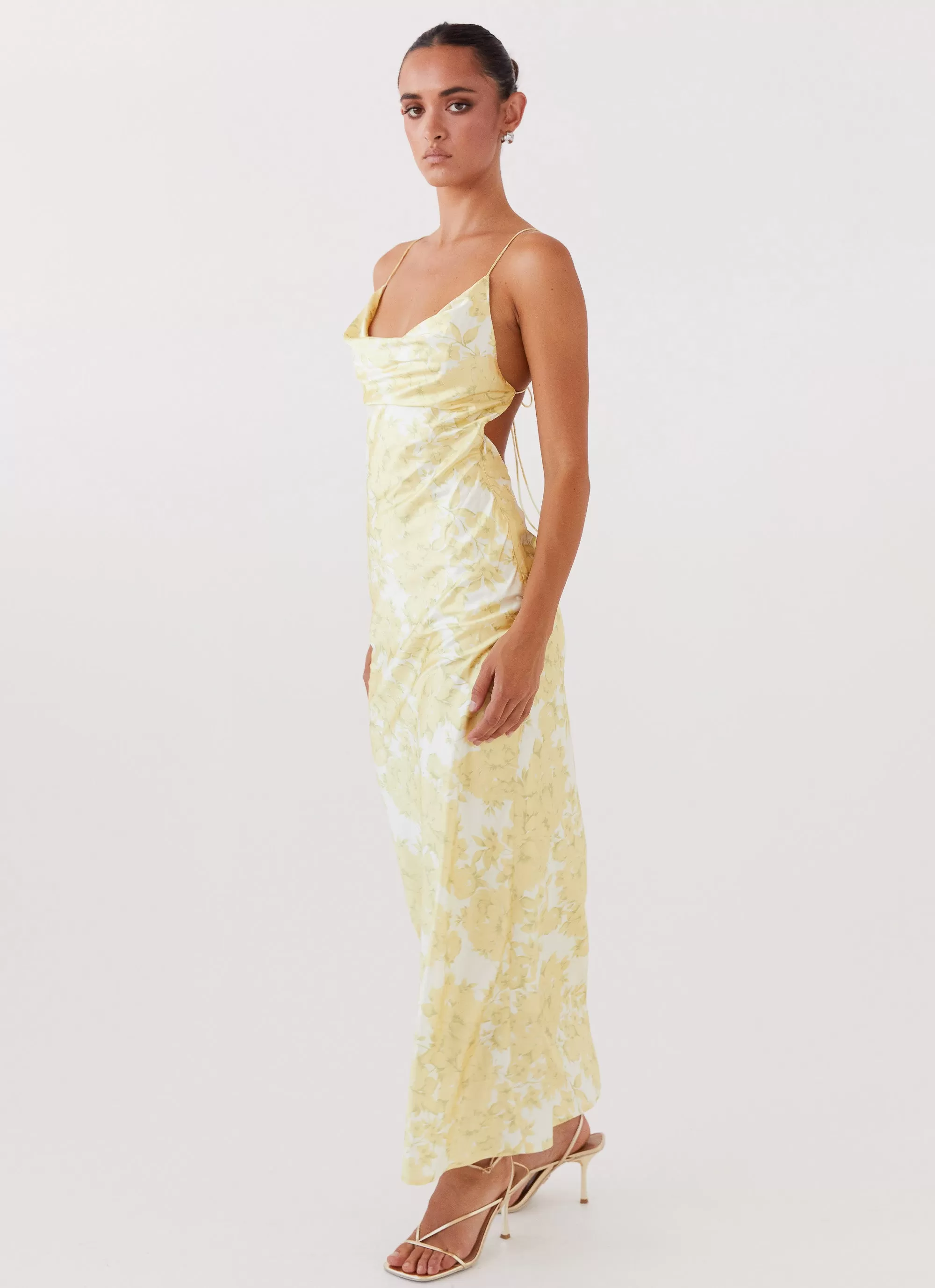 Coastal Escape Satin Maxi Dress - Daffodil