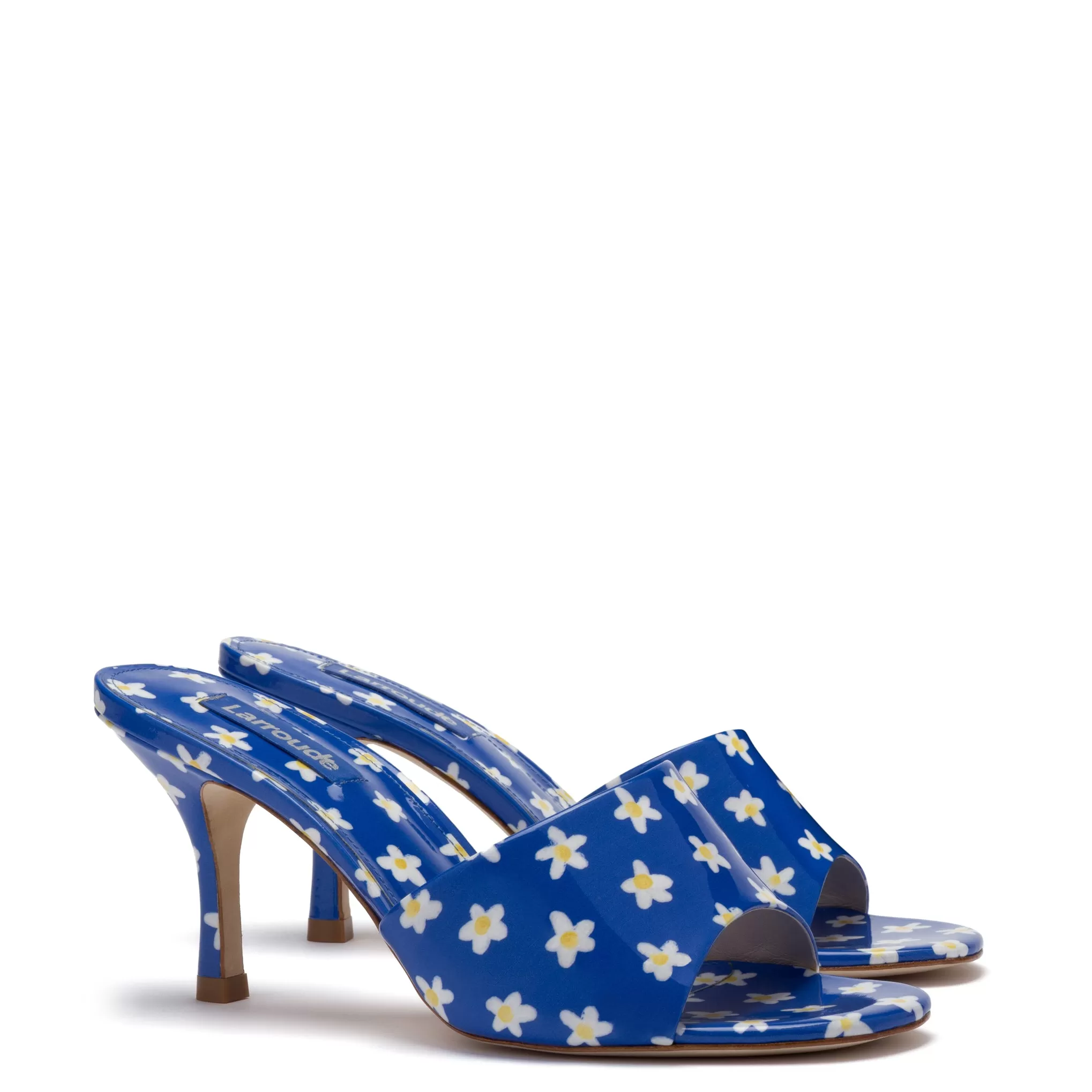 Colette Mule In Blue Floral Patent Leather