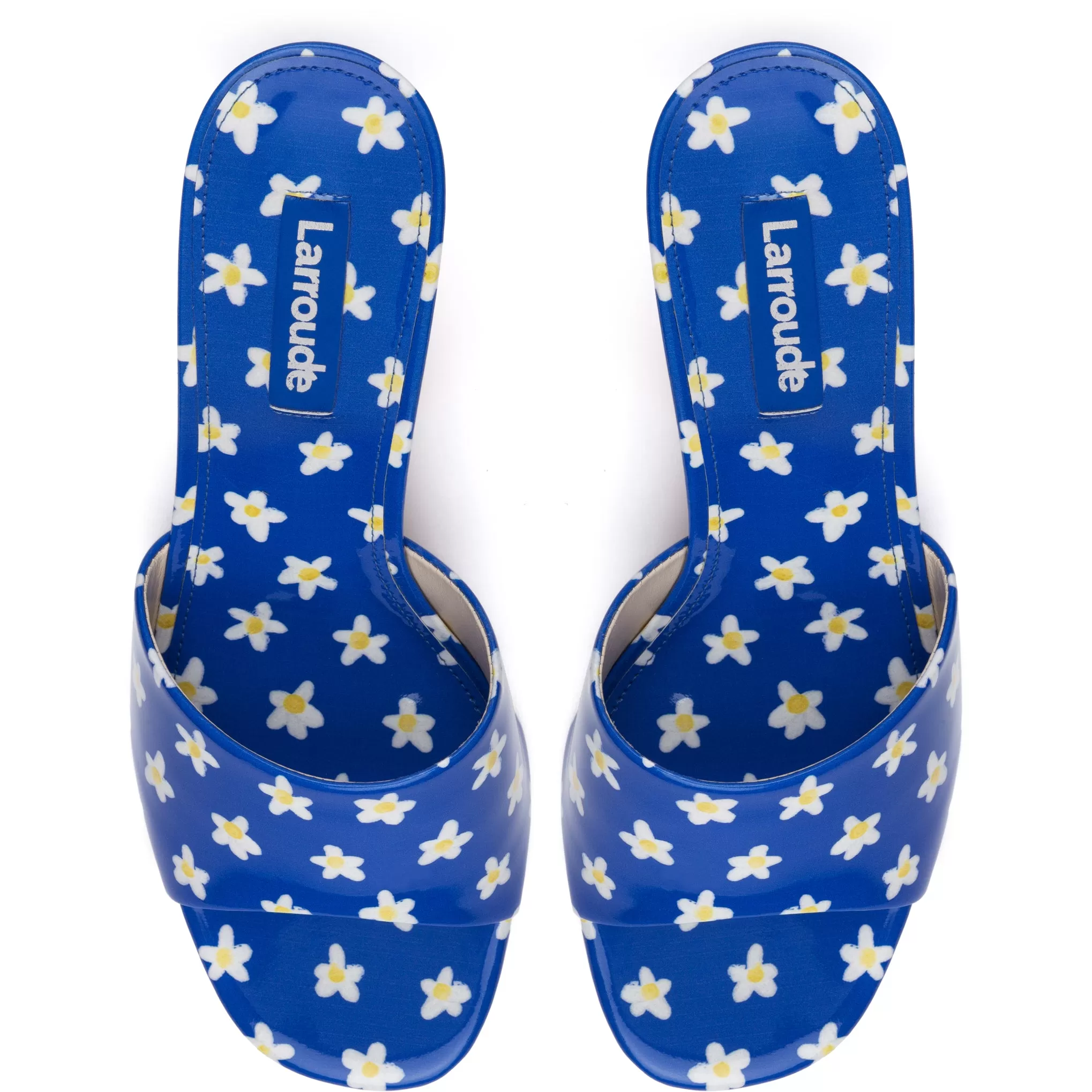 Colette Mule In Blue Floral Patent Leather