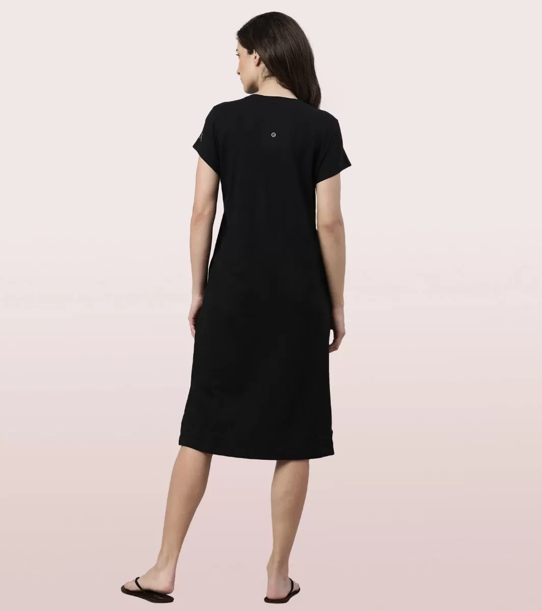 Comfy Dress | Short Sleeve Cotton Terry Lounge Dress