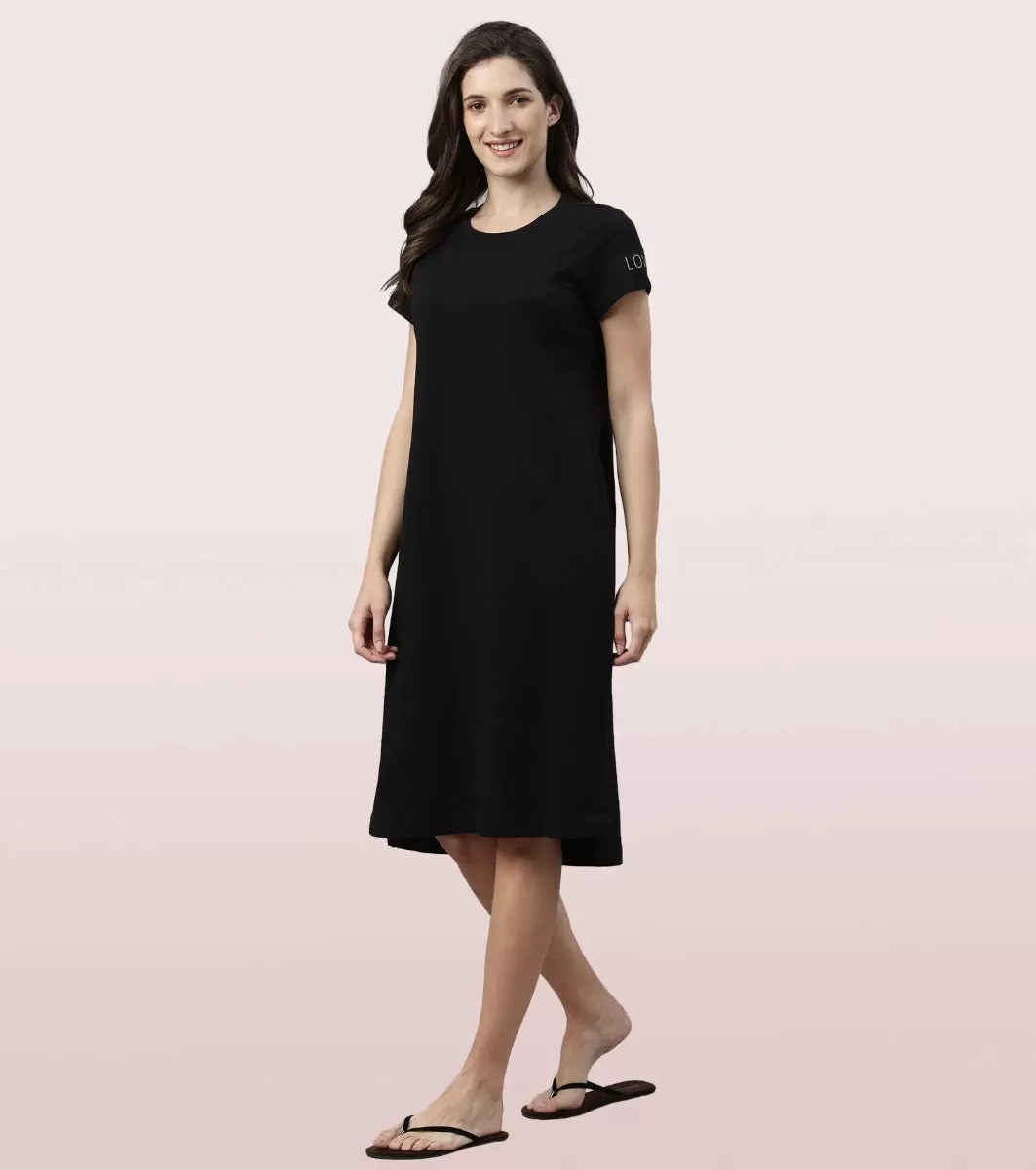 Comfy Dress | Short Sleeve Cotton Terry Lounge Dress