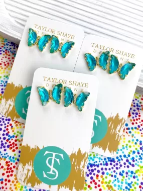 Crystal Butterfly Studs | Blue Iridescent