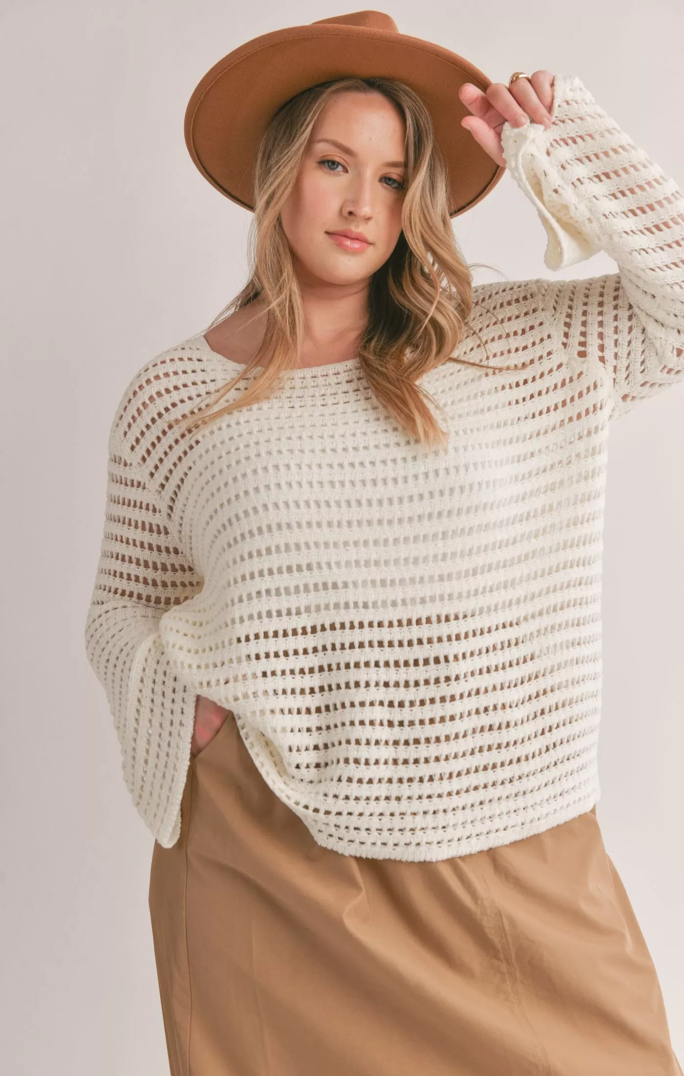 Curvy Carlita Open Knit Sweater