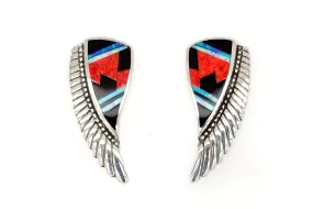 David Rosales Red Moon Feather Earrings