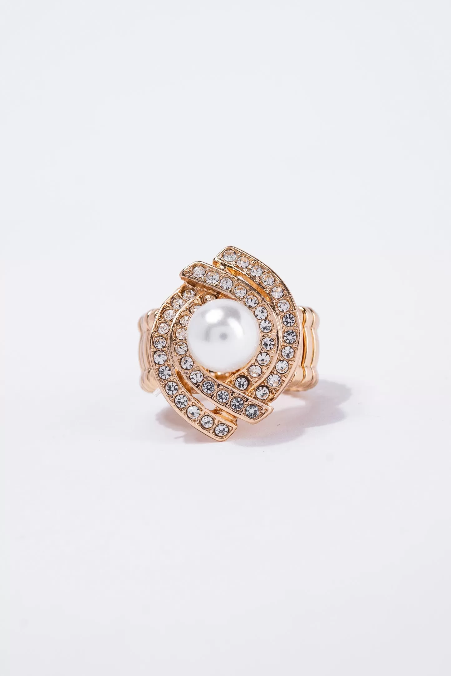 Dawna Metal Stone Pearl Stretch Ring