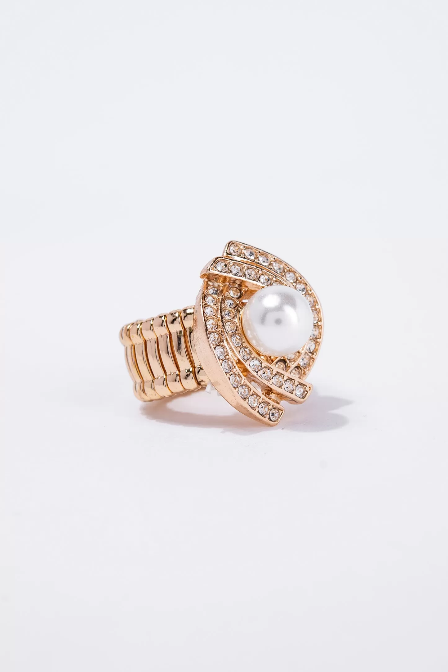 Dawna Metal Stone Pearl Stretch Ring