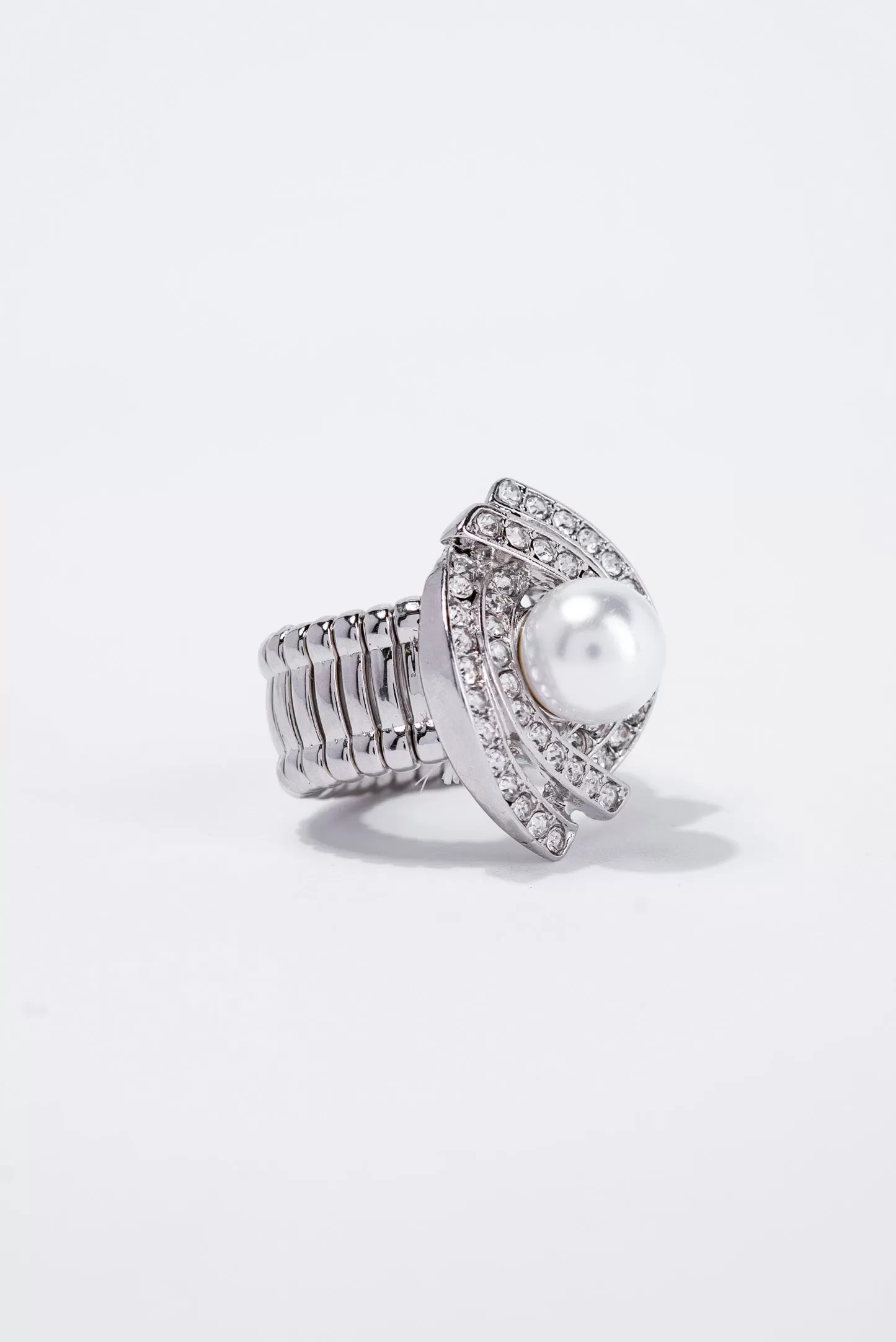 Dawna Metal Stone Pearl Stretch Ring