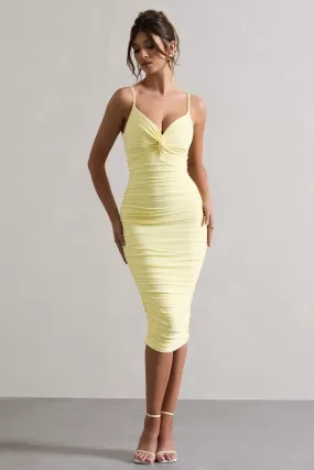 Desired | Lemon Knot Detail Ruched Midi Dress