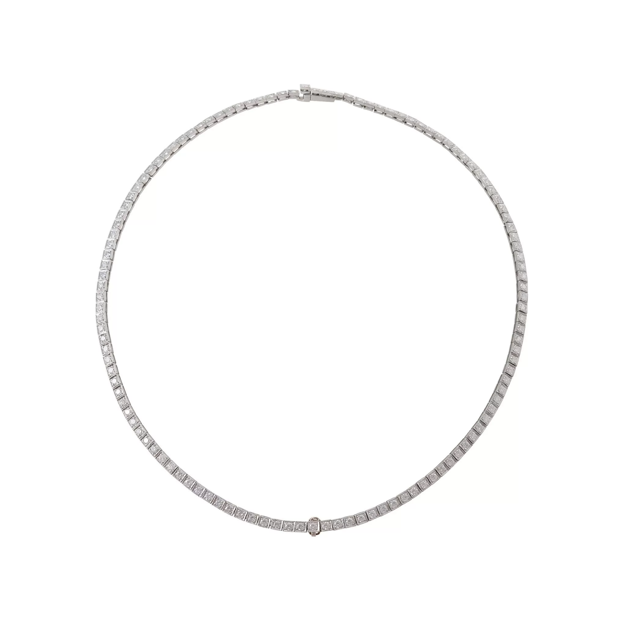 Diamond Box Link Line Necklace