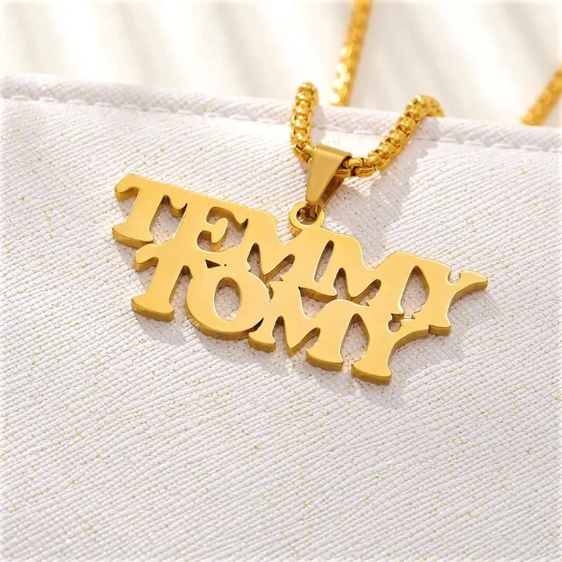 Double Bold Name Necklace