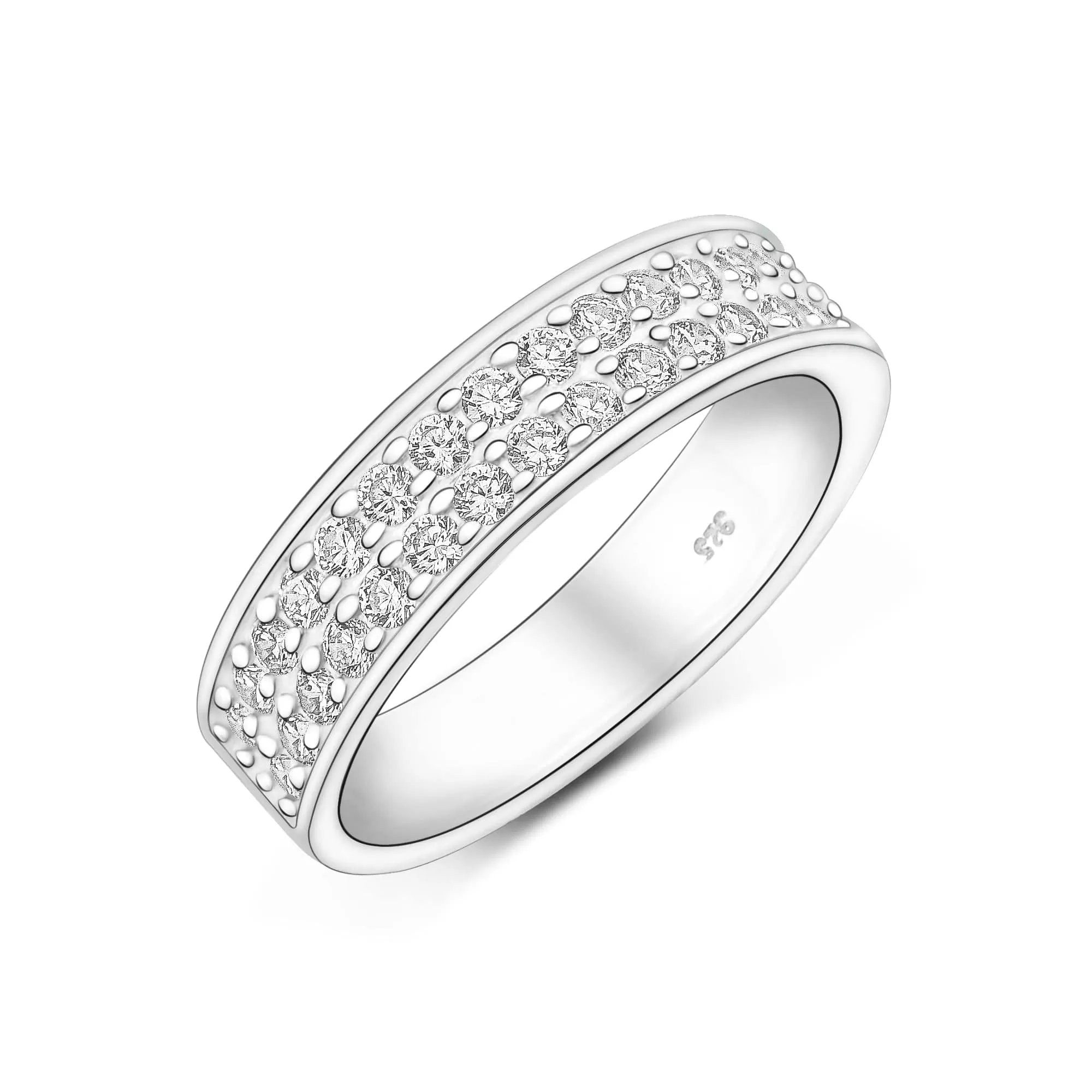 Double CZ Eternity Couple Engagement Rings for Him