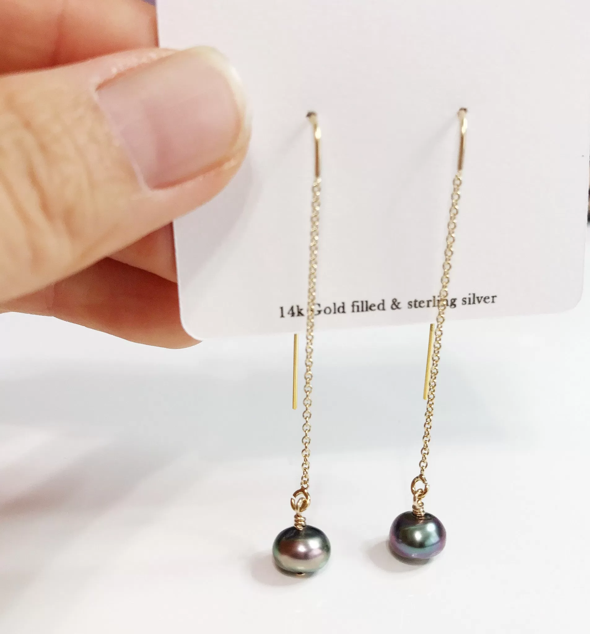 Earrings Ella - Keshi tahitian pearls (E360)