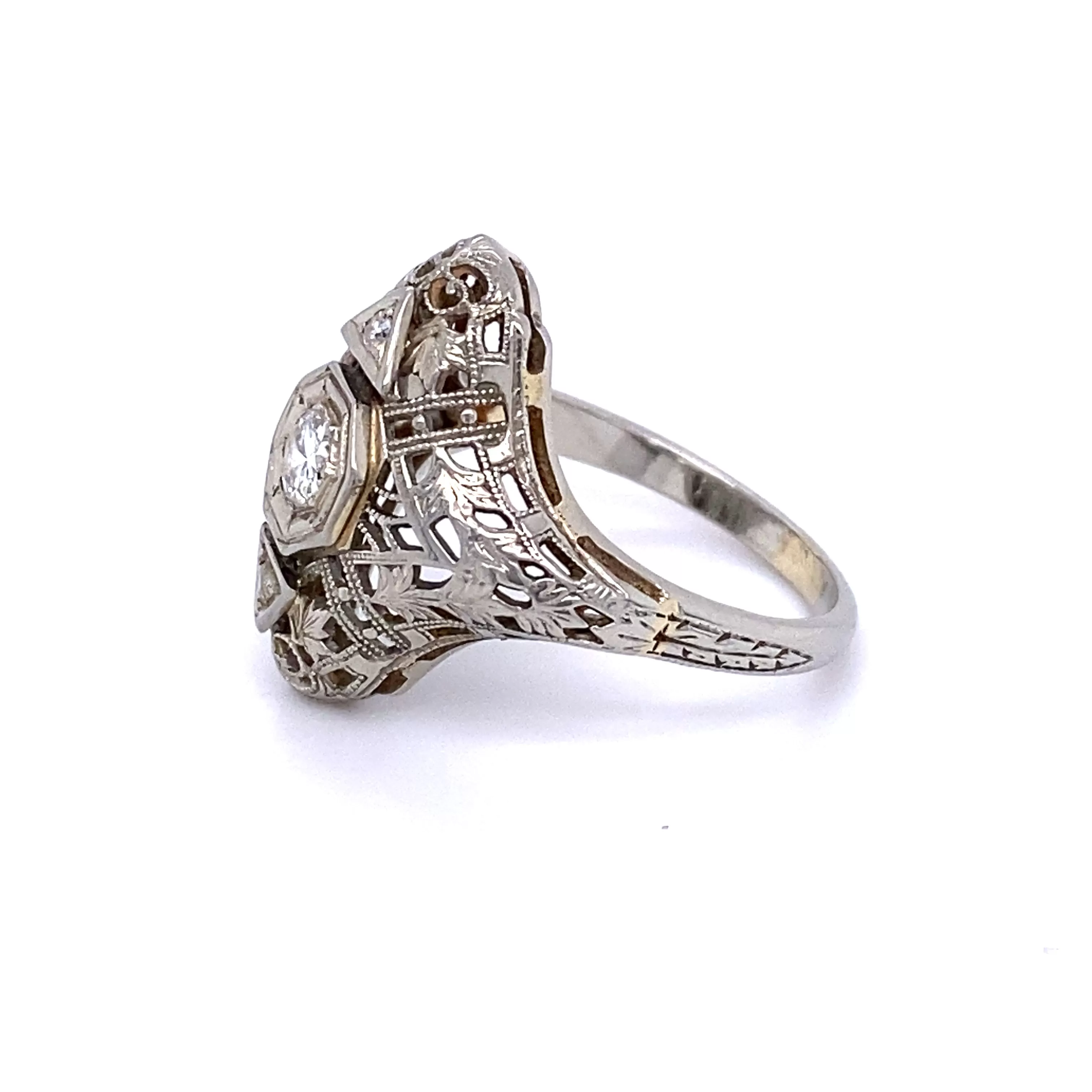 Edwardian Filigree Old European Diamond Ring