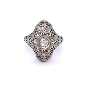 Edwardian Filigree Old European Diamond Ring