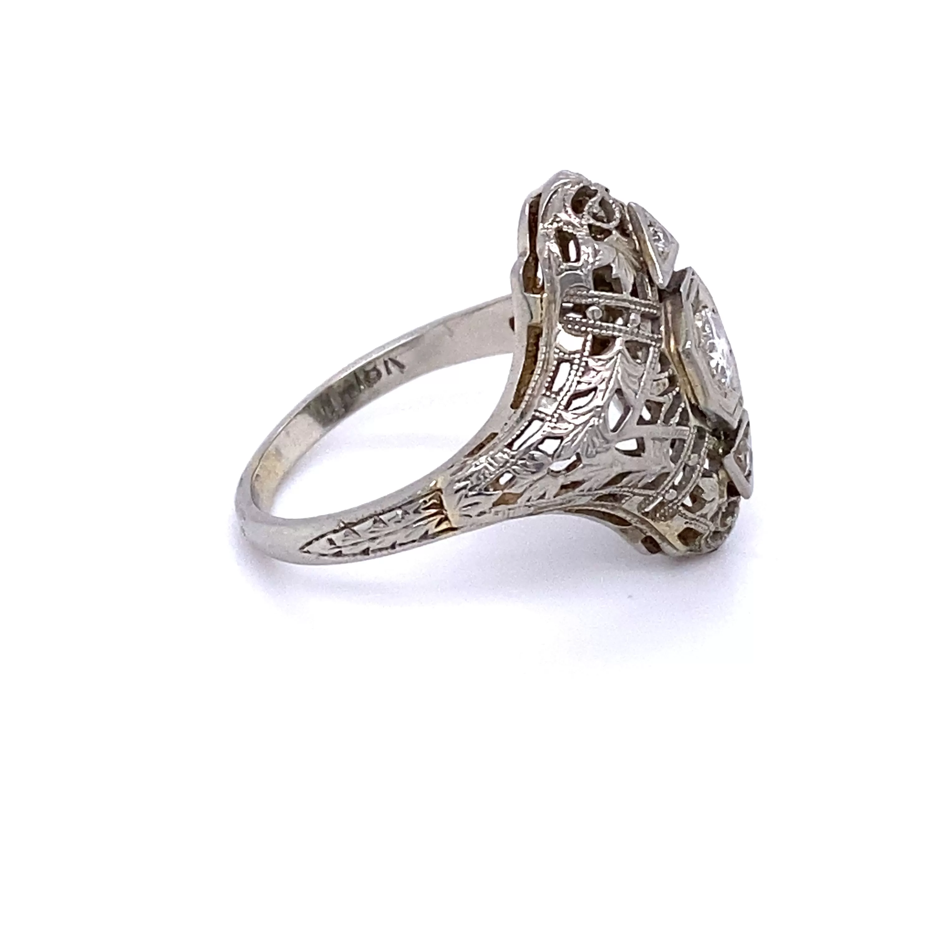 Edwardian Filigree Old European Diamond Ring