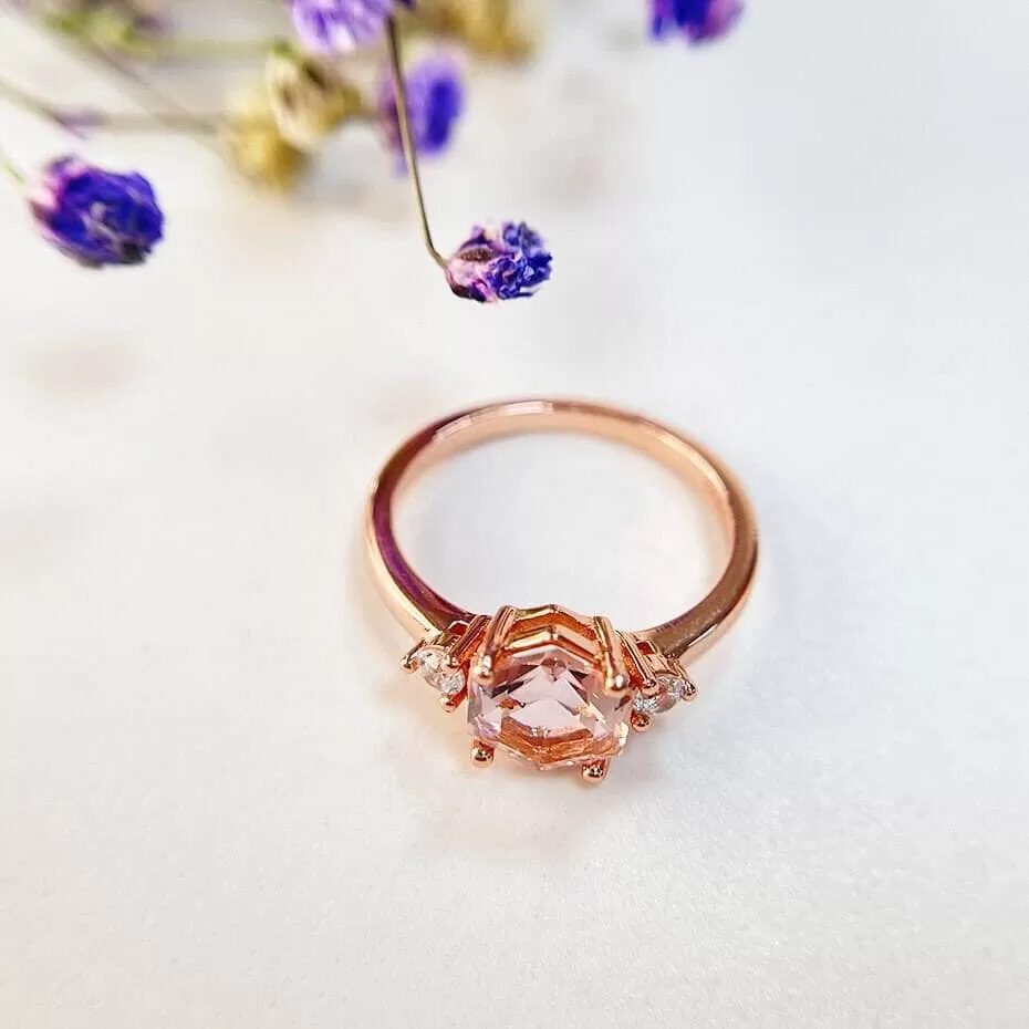 Elegant Jewelry Morganite Ring - 925 Sterling Silver