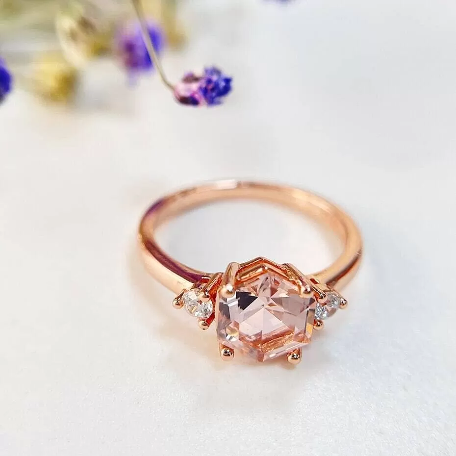 Elegant Jewelry Morganite Ring - 925 Sterling Silver