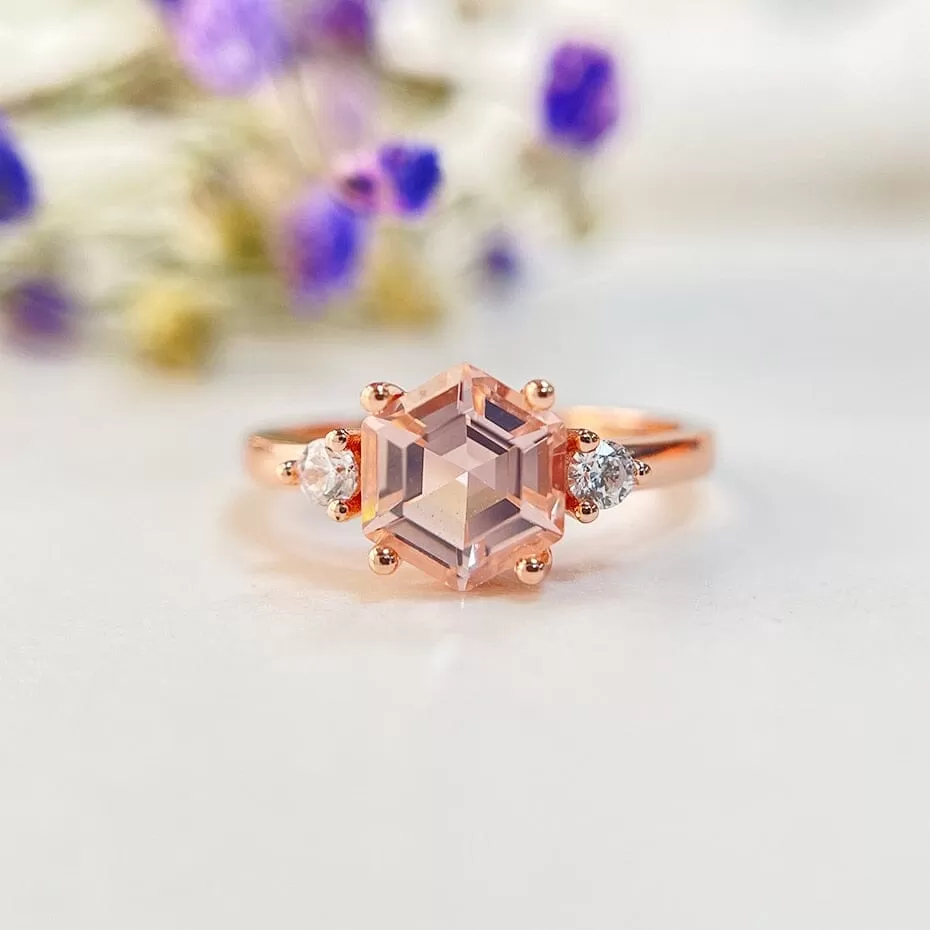 Elegant Jewelry Morganite Ring - 925 Sterling Silver