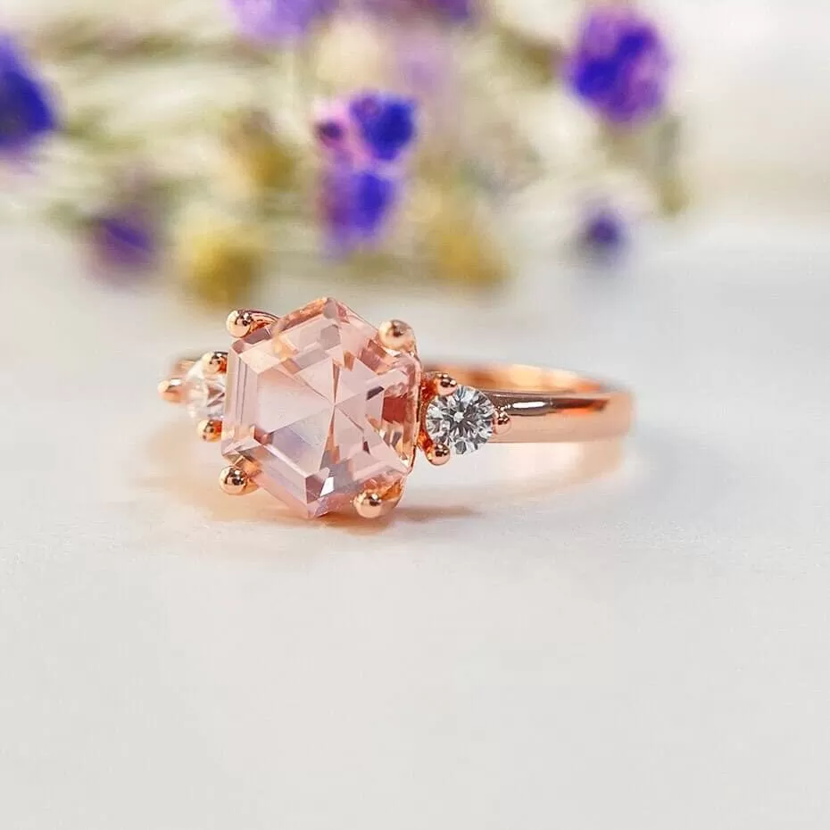 Elegant Jewelry Morganite Ring - 925 Sterling Silver