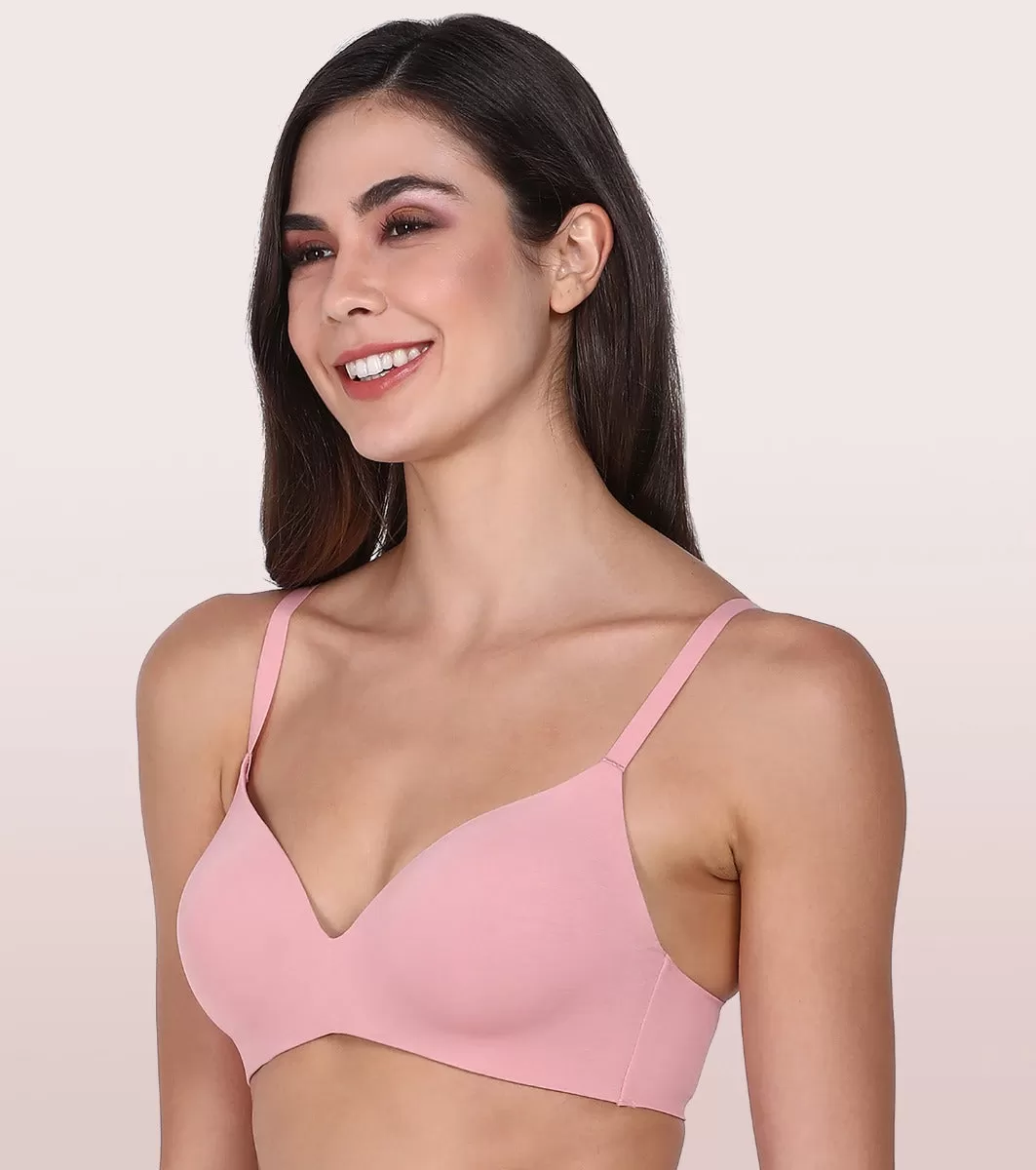 Enamor InvisiBra F084 Seamless Ultra Smoothening with Invisible Edges T-Shirt Bra - Padded Wirefree Medium Coverage - Black