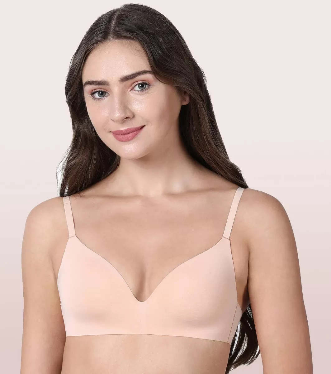 Enamor InvisiBra F084 Seamless Ultra Smoothening with Invisible Edges T-Shirt Bra - Padded Wirefree Medium Coverage - Black