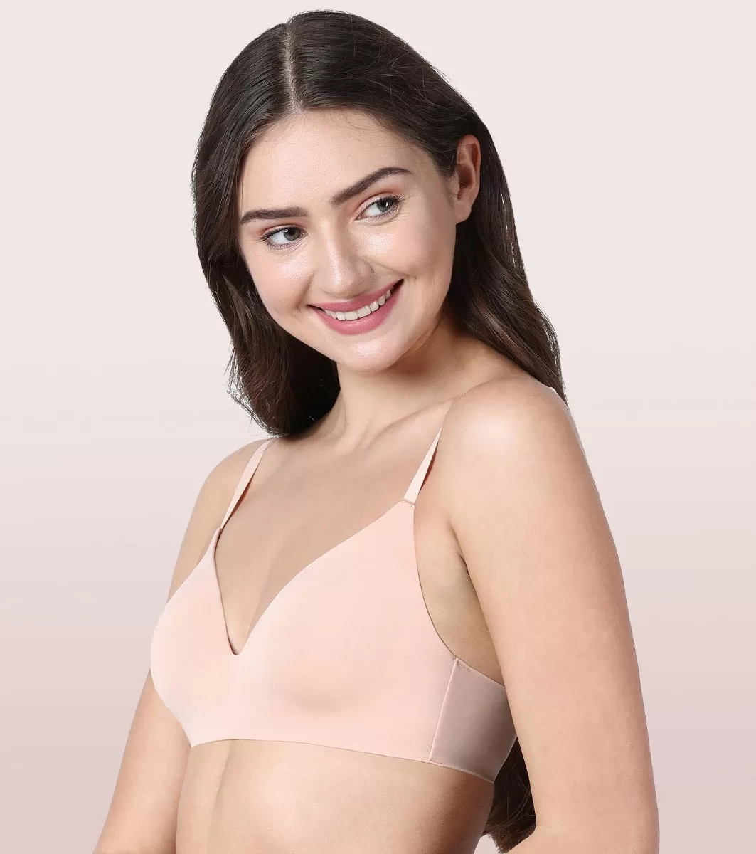 Enamor InvisiBra F084 Seamless Ultra Smoothening with Invisible Edges T-Shirt Bra - Padded Wirefree Medium Coverage - Black