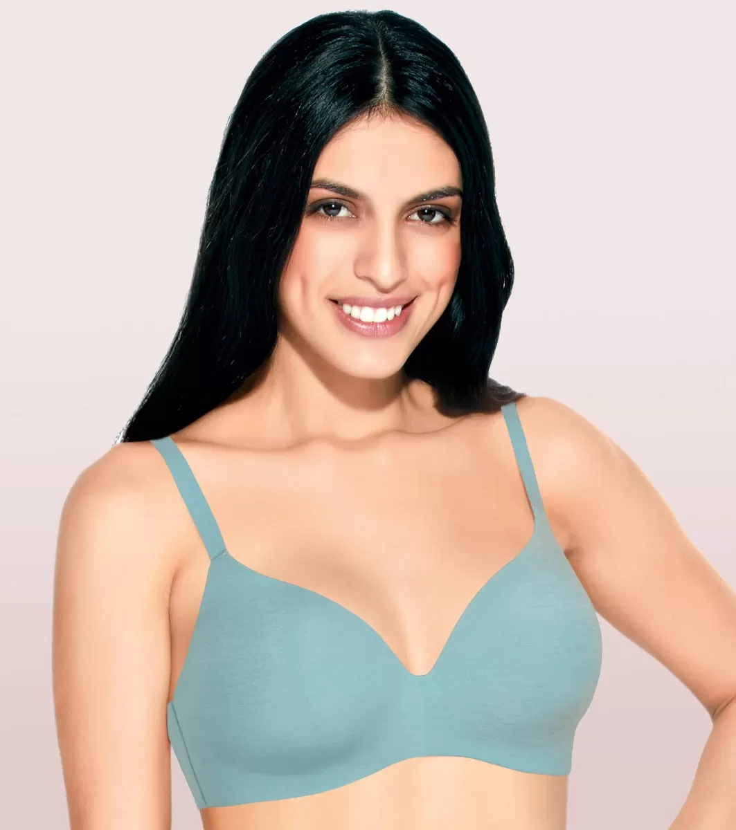 Enamor InvisiBra F084 Seamless Ultra Smoothening with Invisible Edges T-Shirt Bra - Padded Wirefree Medium Coverage - Black